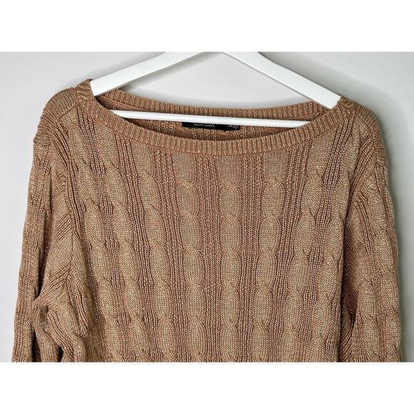 Lauren Ralph Lauren Cable-Knit Boat Neck Sweater Pullover Camel Women's Plus 2X - Picture 4 of 9